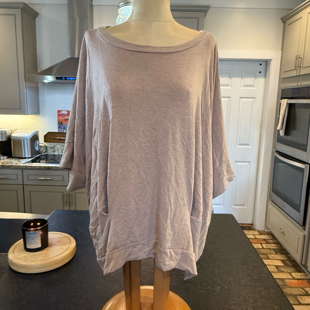 Casual Women's Loose Fit Top - Khaki/Gay Color